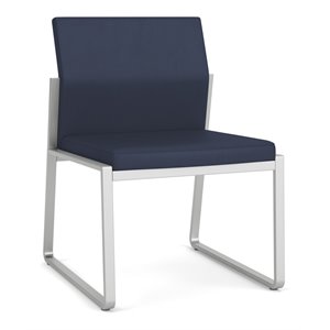 Gansett Reception Waiting Room Armless Guest Chair / Silver Steel / Blue