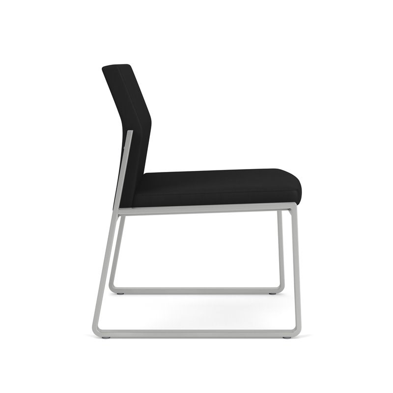 Gansett Reception Waiting Room Armless Guest Chair / Silver Steel / Black