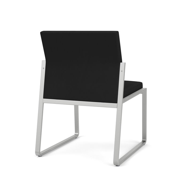 Gansett Reception Waiting Room Armless Guest Chair / Silver Steel / Black
