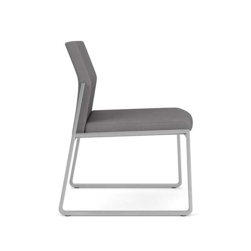 Gansett Reception Waiting Armless Guest Chair / Silver Steel / Light Gray
