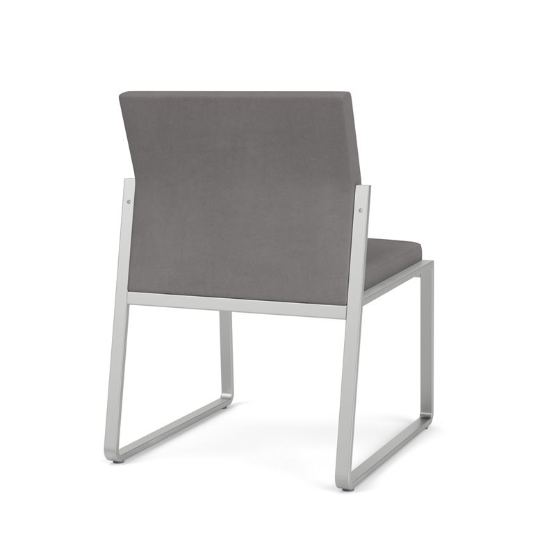 Gansett Reception Waiting Armless Guest Chair / Silver Steel / Light Gray