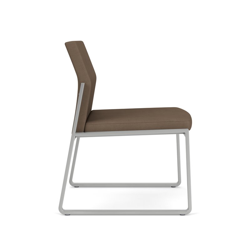 Gansett Reception Waiting Room Armless Guest Chair / Silver Steel / Brown