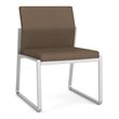 Gansett Reception Waiting Room Armless Guest Chair / Silver Steel / Brown