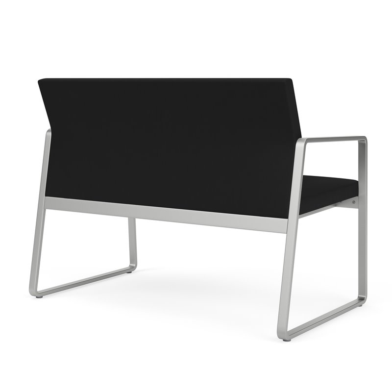 Gansett Reception Waiting Room Healthcare Loveseat / Silver Steel / Black