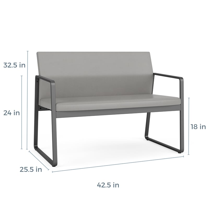 Gansett Reception Waiting Room Healthcare Loveseat / Silver Steel / Black