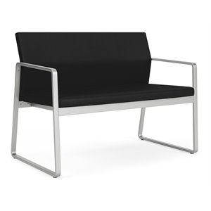 Gansett Reception Waiting Room Healthcare Loveseat / Silver Steel / Black