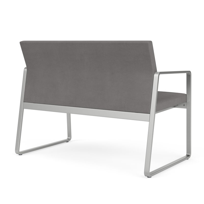 Gansett Reception Waiting Room Healthcare Loveseat / Silver Steel / Light Gray
