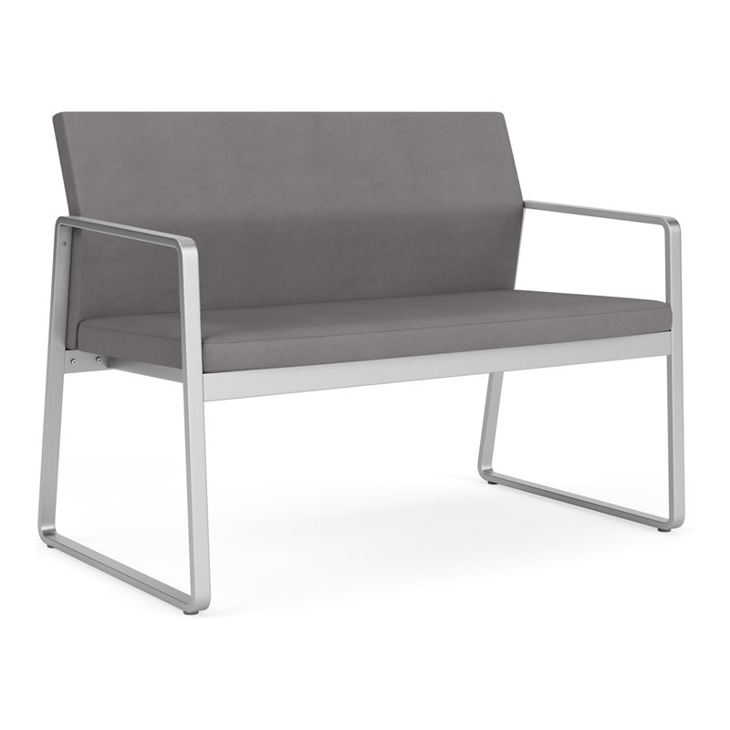 Gansett Reception Waiting Room Healthcare Loveseat / Silver Steel / Light Gray