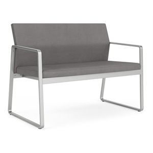 Gansett Reception Waiting Room Healthcare Loveseat / Silver Steel / Light Gray