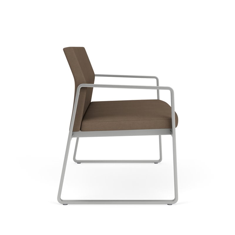 Gansett Reception Waiting Room Healthcare Loveseat / Silver Steel / Brown