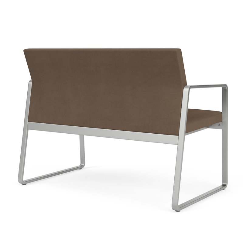 Gansett Reception Waiting Room Healthcare Loveseat / Silver Steel / Brown