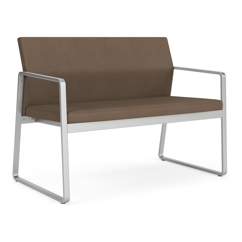 Gansett Reception Waiting Room Healthcare Loveseat / Silver Steel / Brown