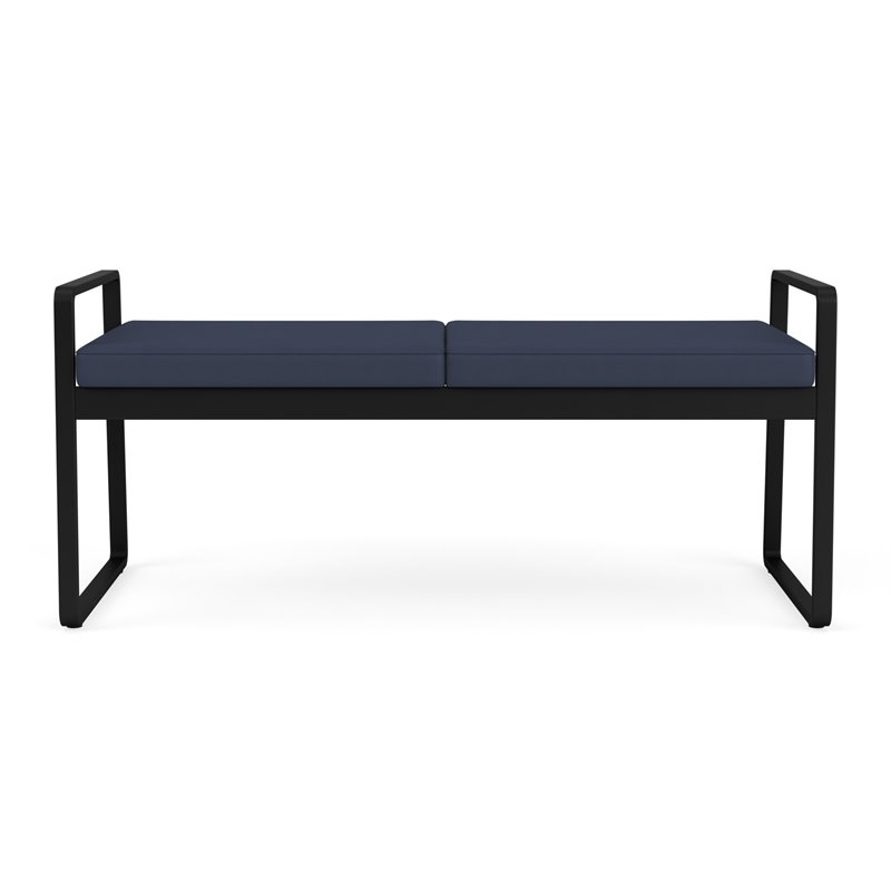 Gansett Reception Waiting Room Healthcare 2-Seat Bench / Black Steel / Blue