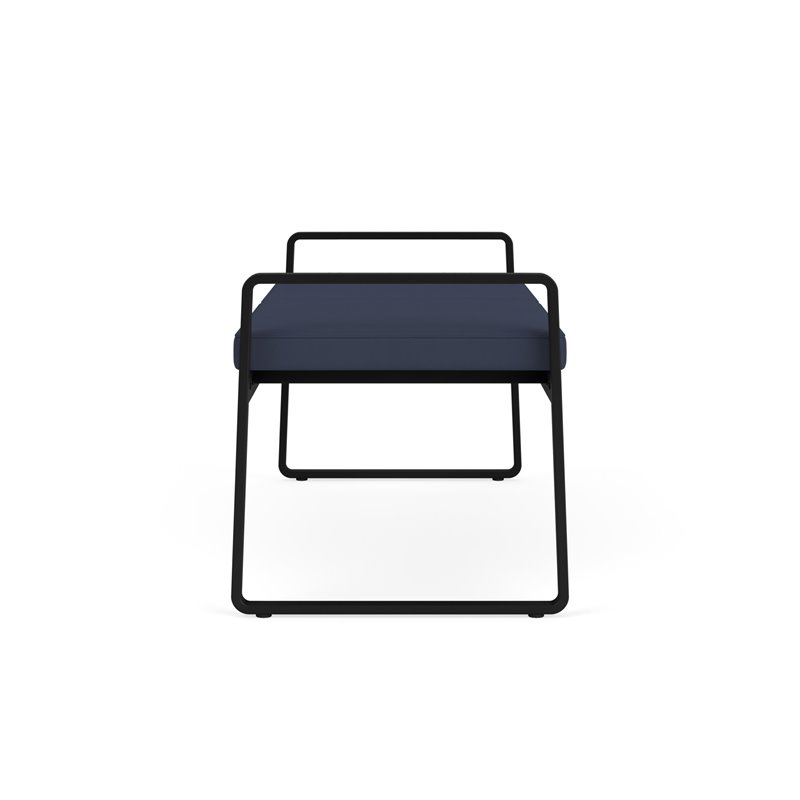 Gansett Reception Waiting Room Healthcare 2-Seat Bench / Black Steel / Blue