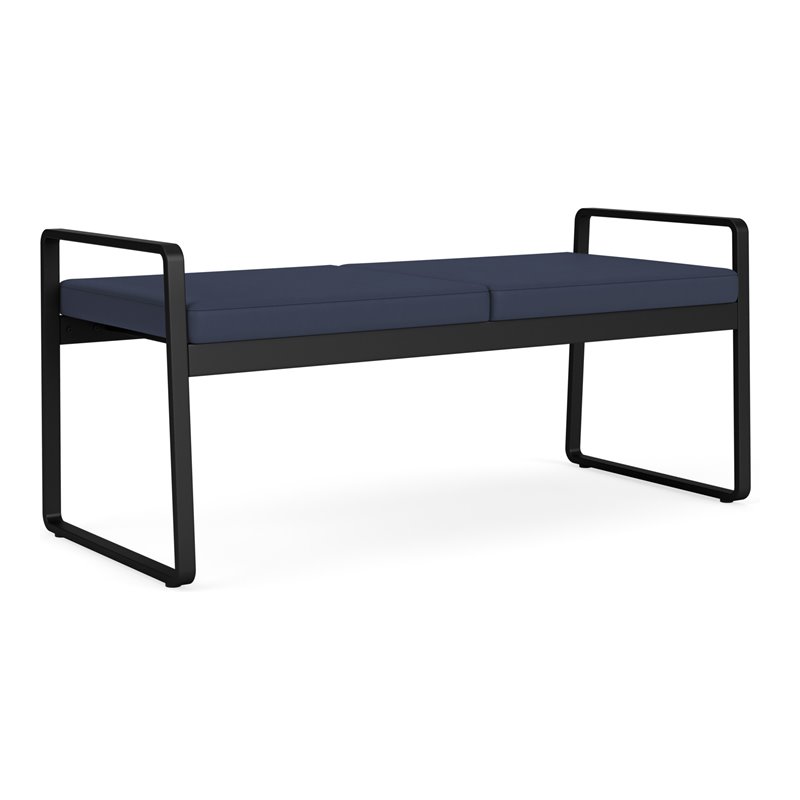 Gansett Reception Waiting Room Healthcare 2-Seat Bench / Black Steel / Blue