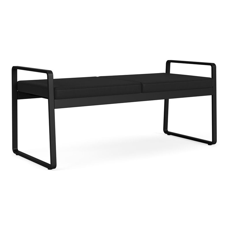 Gansett Reception Waiting Room Healthcare 2-Seat Bench / Black Steel / Black