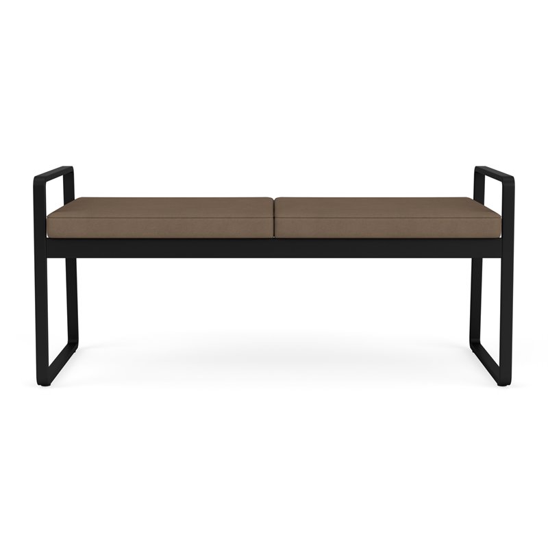 Gansett Reception Waiting Room Healthcare 2-Seat Bench / Black Steel / Brown