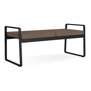 Gansett Reception Waiting Room Healthcare 2-Seat Bench / Black Steel / Brown