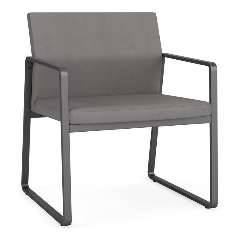 Gansett Reception Waiting Oversize Guest Chair / Charcoal Steel / Light Gray