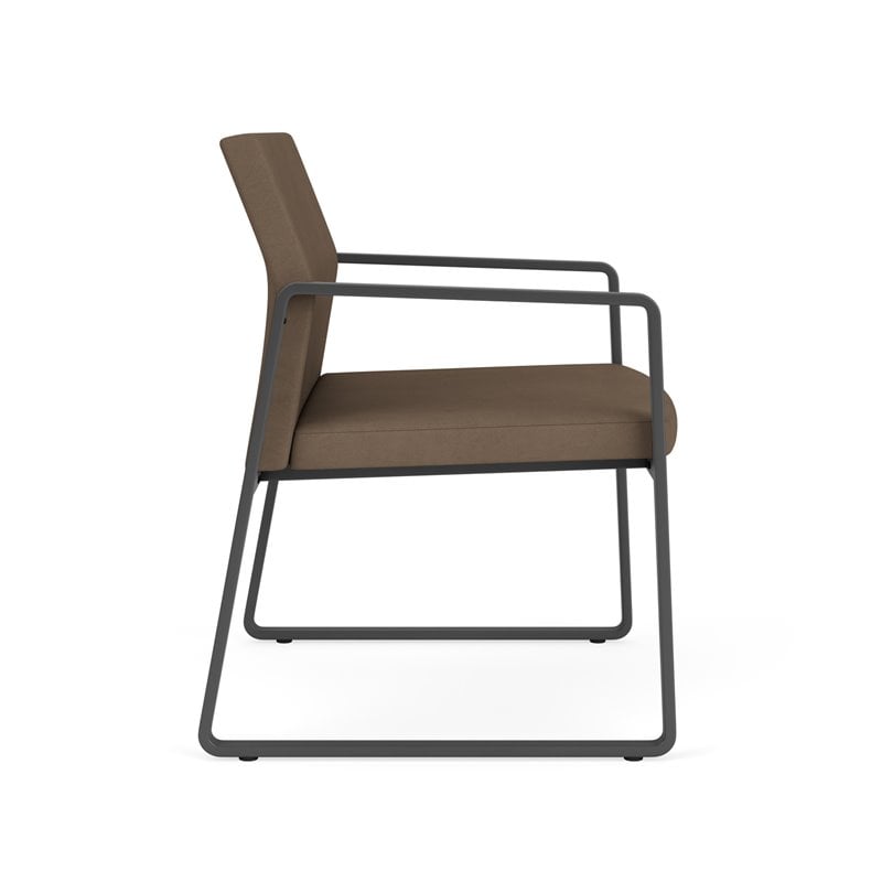 Gansett Reception Waiting Oversize Guest Chair / Charcoal Steel / Brown