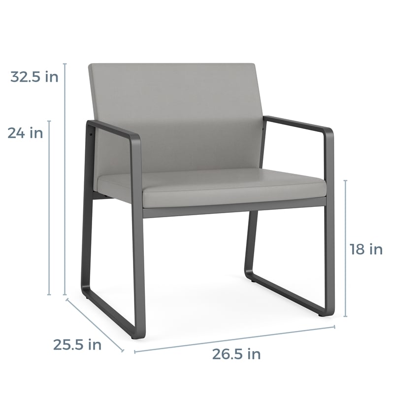 Gansett Reception Waiting Oversize Guest Chair / Charcoal Steel / Brown