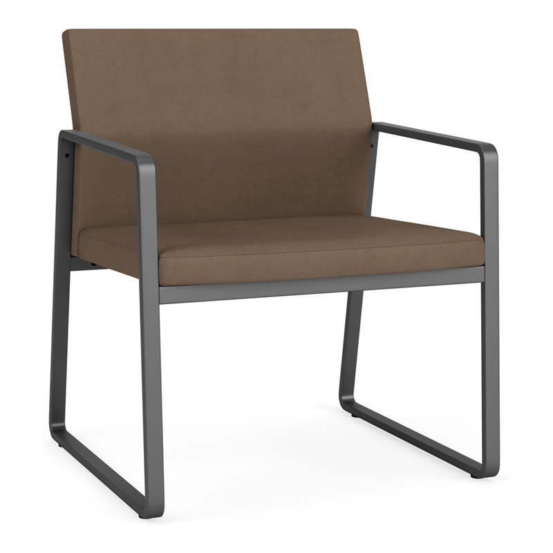 Gansett Reception Waiting Oversize Guest Chair / Charcoal Steel / Brown
