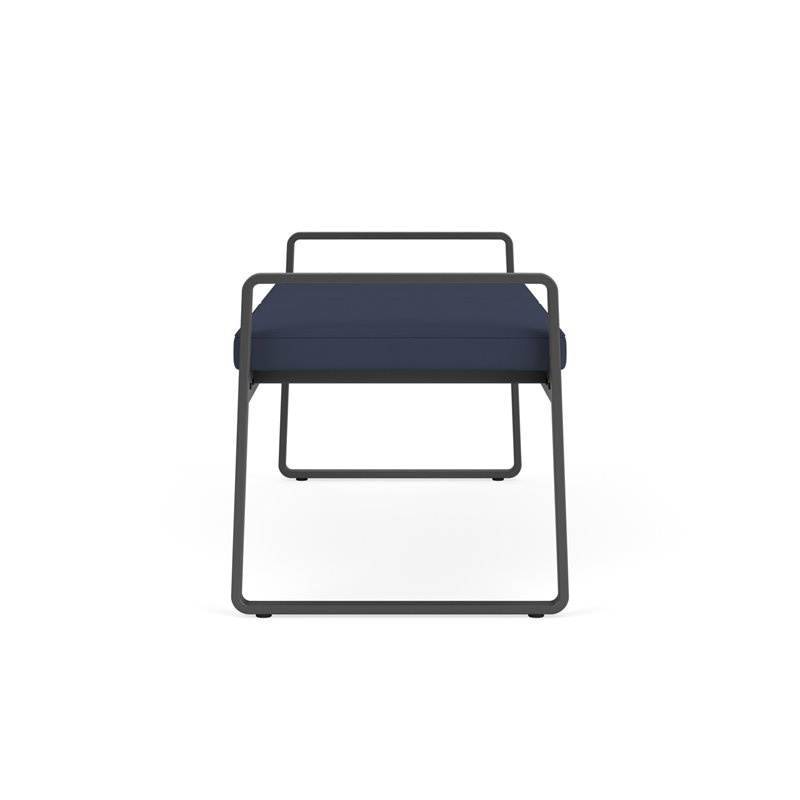 Gansett Reception Waiting Room Healthcare 2-Seat Bench / Charcoal Steel / Blue