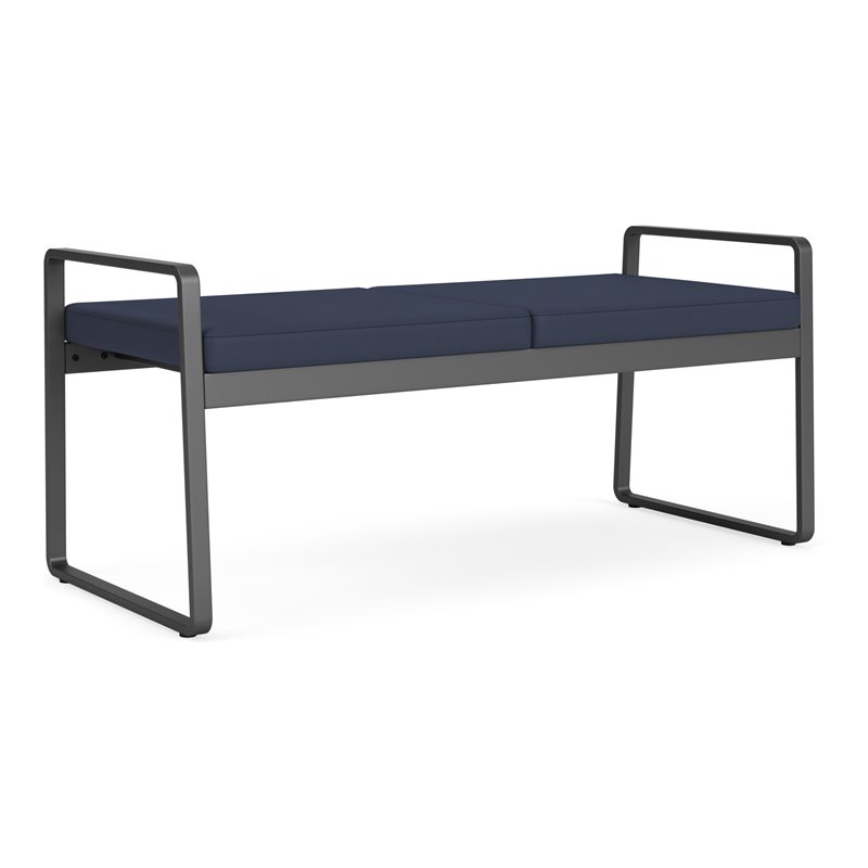 Gansett Reception Waiting Room Healthcare 2-Seat Bench / Charcoal Steel / Blue