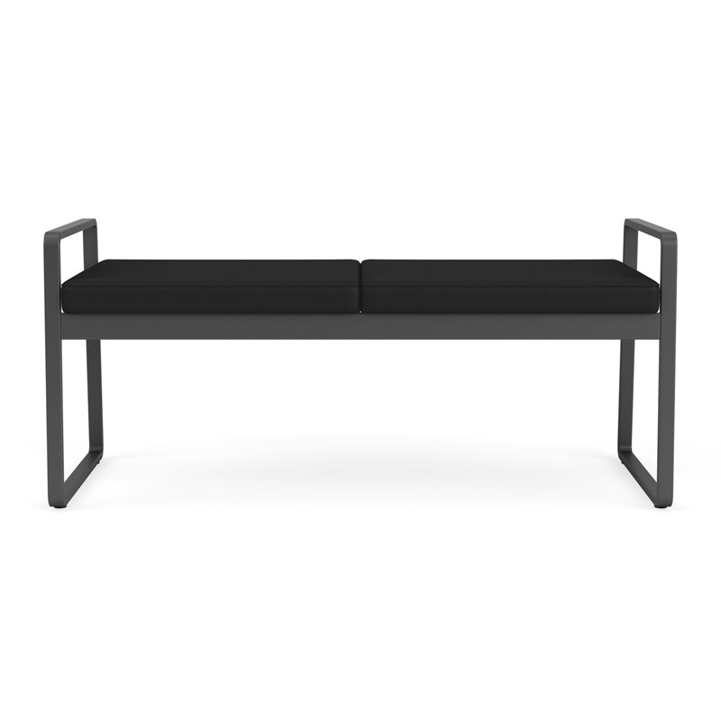 Gansett Reception Waiting Room Healthcare 2-Seat Bench / Charcoal Steel / Black