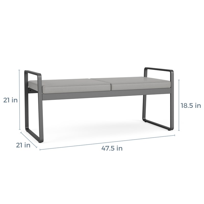 Gansett Reception Waiting Room 2-Seat Bench / Charcoal Steel / Light Gray