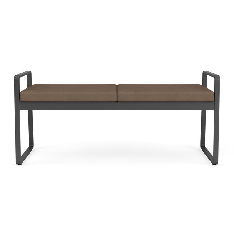 Gansett Reception Waiting Room Healthcare 2-Seat Bench / Charcoal Steel / Brown