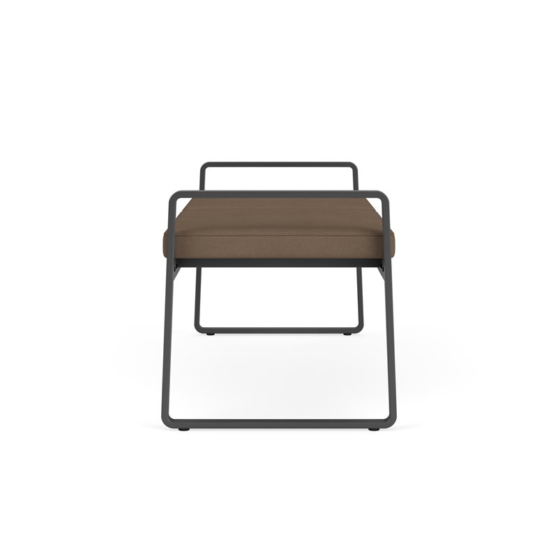 Gansett Reception Waiting Room Healthcare 2-Seat Bench / Charcoal Steel / Brown