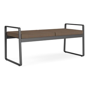Gansett Reception Waiting Room Healthcare 2-Seat Bench / Charcoal Steel / Brown