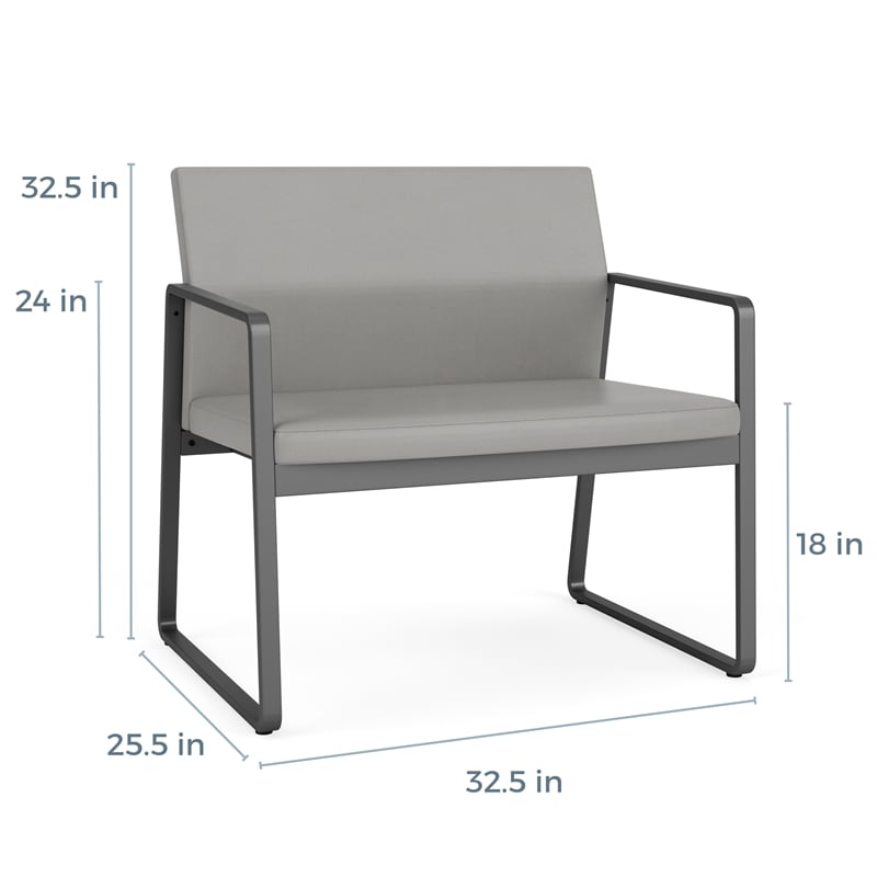 Gansett Reception Waiting Room Healthcare Bariatric Chair / Silver Steel / Brown