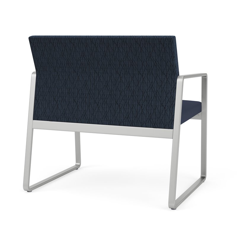 Gansett Reception Waiting Bariatric Chair / Silver Steel / Blue / Blue