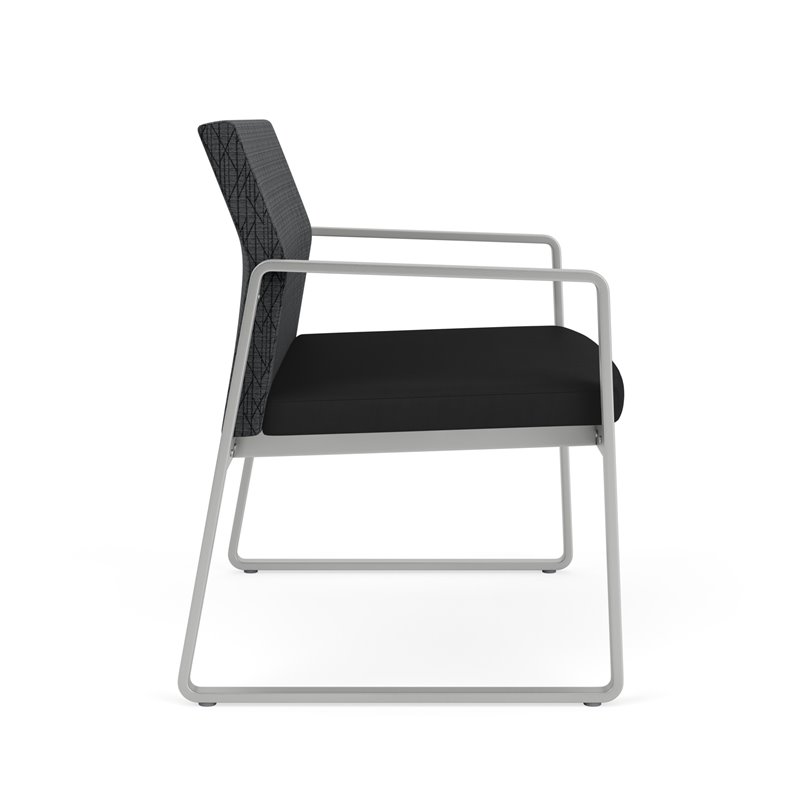 Gansett Reception Waiting Bariatric Chair / Silver Steel / Dark Gray / Black