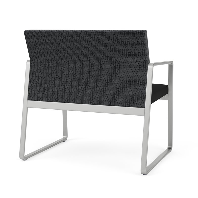 Gansett Reception Waiting Bariatric Chair / Silver Steel / Dark Gray / Black
