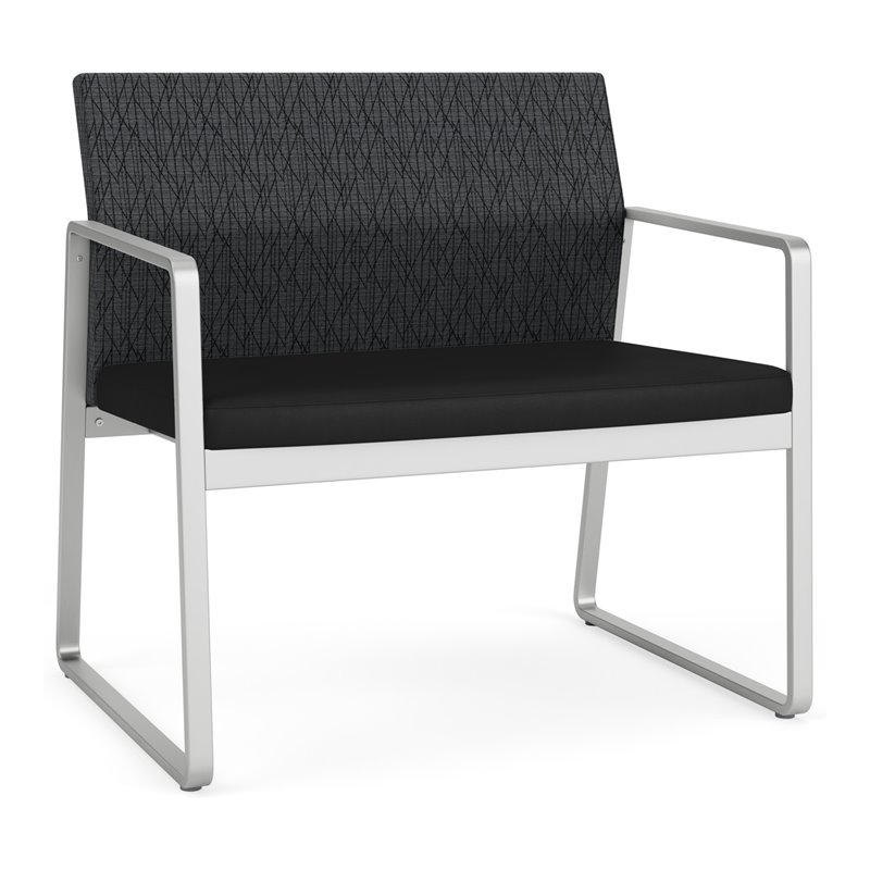 Gansett Reception Waiting Bariatric Chair / Silver Steel / Dark Gray / Black