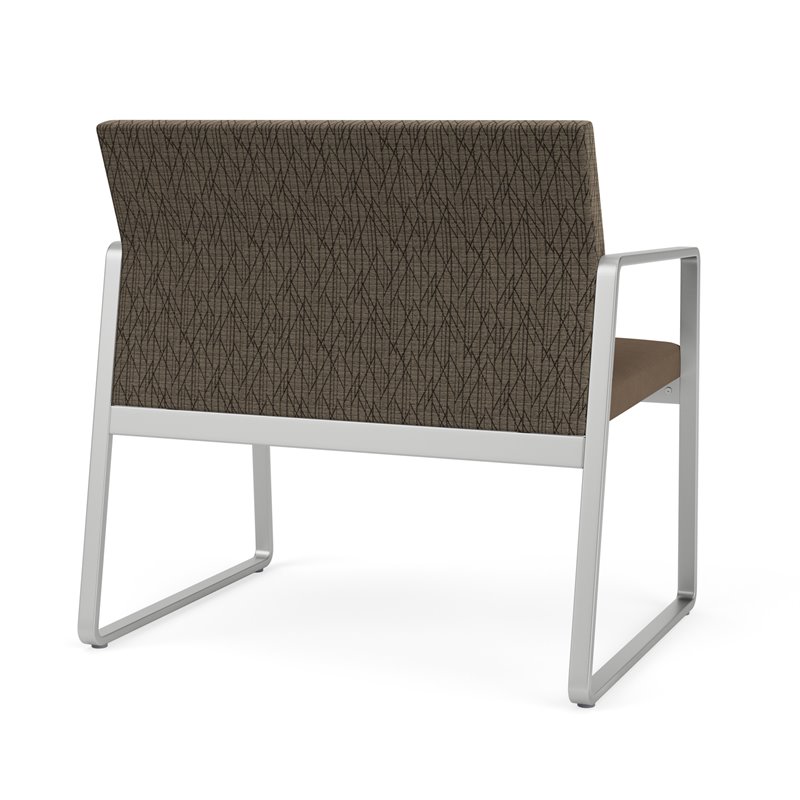 Gansett Reception Waiting Bariatric Chair / Silver Steel / Brown / Brown