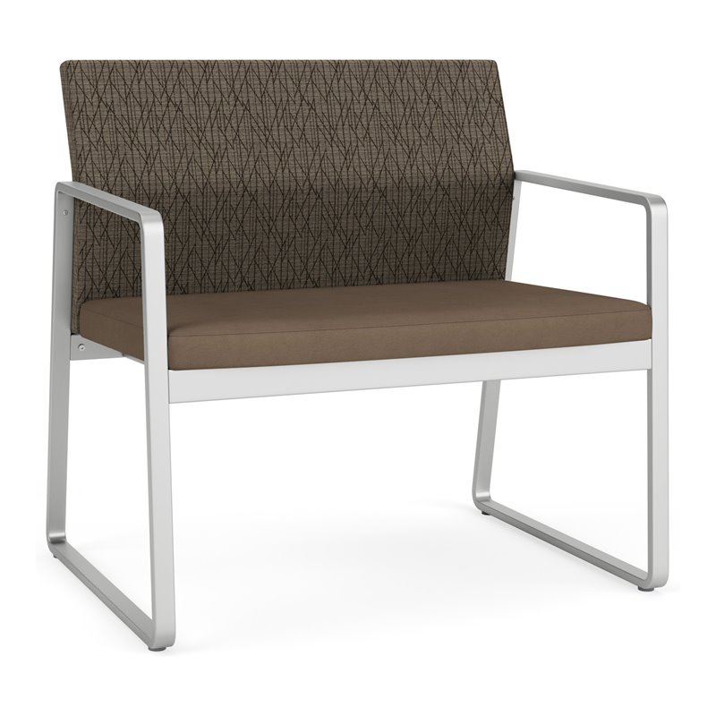 Gansett Reception Waiting Bariatric Chair / Silver Steel / Brown / Brown