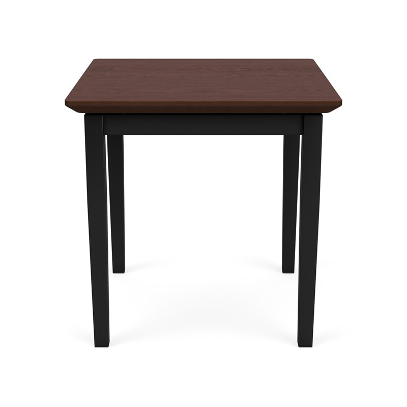 Lenox Steel Reception Waiting Room Healthcare End Table / Black Steel / Walnut