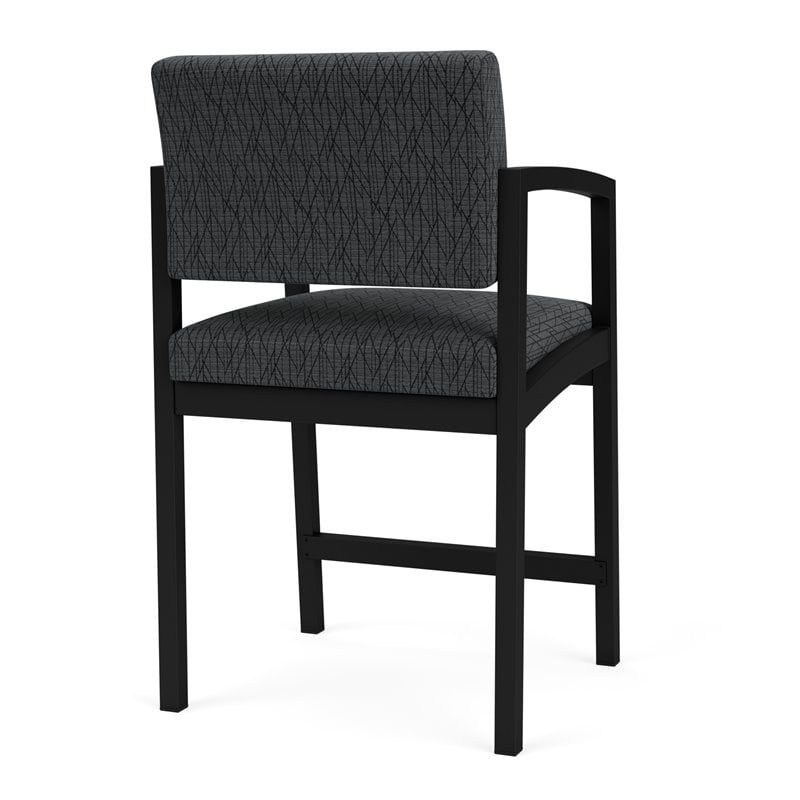 Lenox Steel Reception Waiting Room Hip Chair / Black Steel / Dark Gray