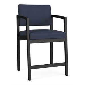 Lesro Lenox Steel Modern Polyurethane Hip Chair in Black/Castillo Batik