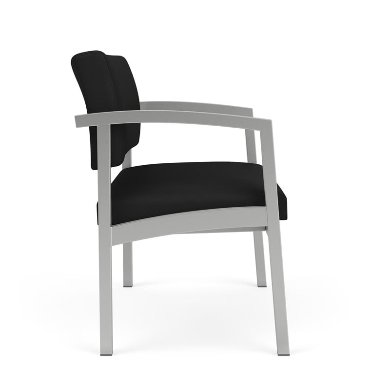 Lenox Steel Reception Waiting Room Bariatric Chair / Silver Steel / Black