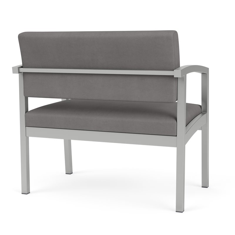 Lenox Steel Reception Waiting Bariatric Chair / Silver Steel / Light Gray