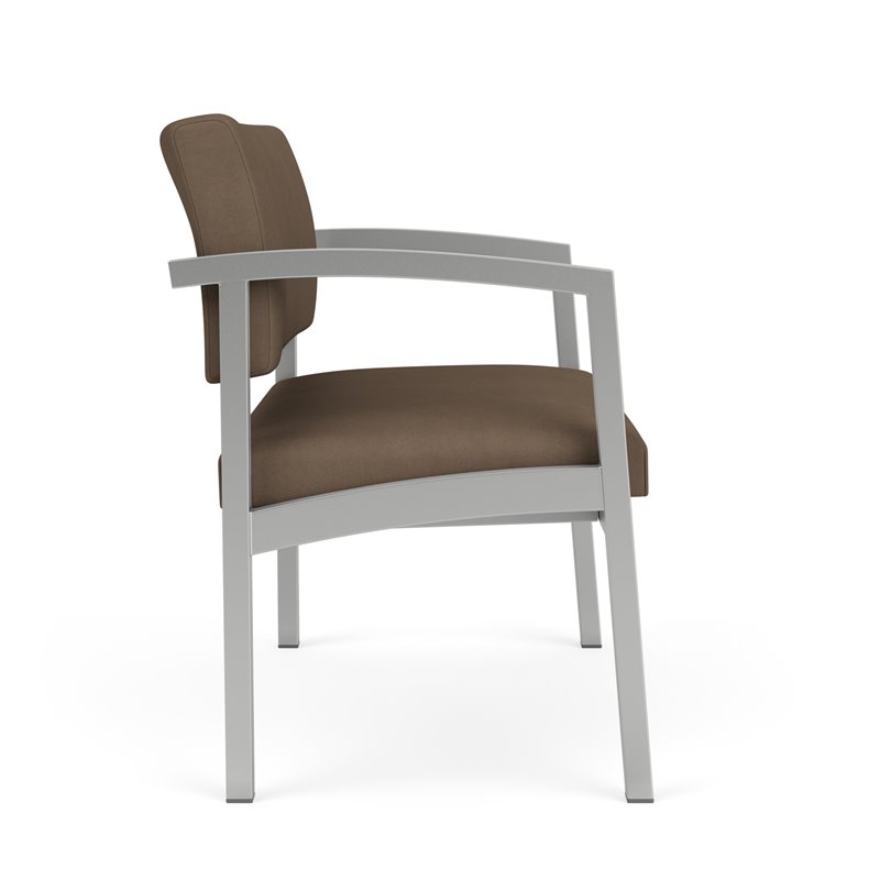 Lenox Steel Reception Waiting Room Bariatric Chair / Silver Steel / Brown