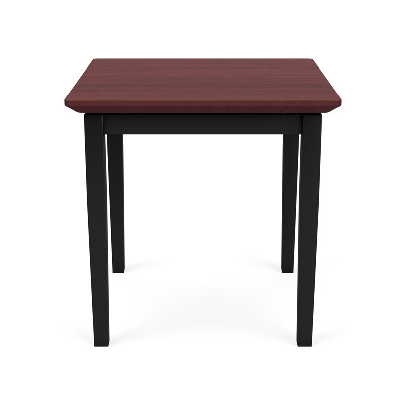 Lenox Steel Reception Waiting Room Healthcare End Table / Black Steel / Mahogany