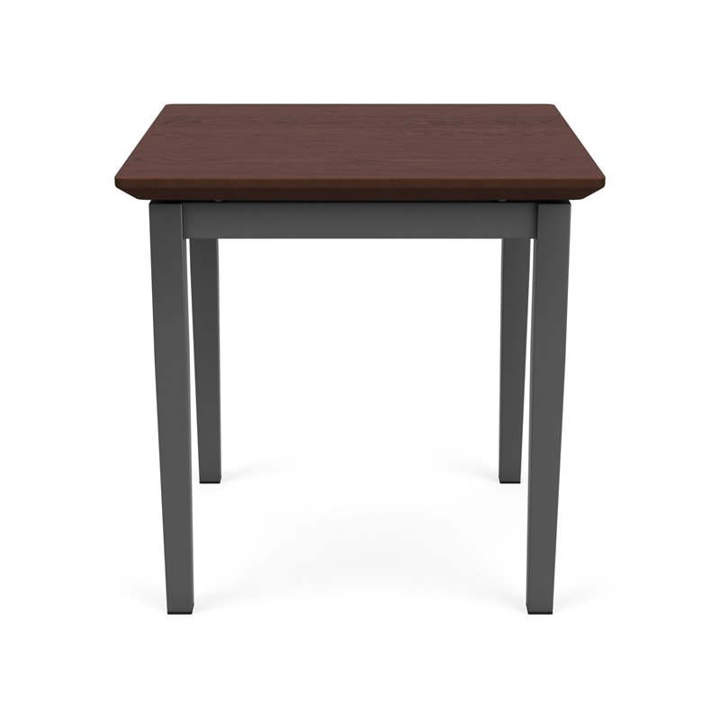 Lenox Steel Reception Waiting Room End Table / Charcoal Steel / Walnut