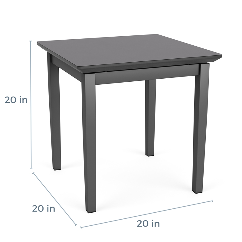Lenox Steel Reception Waiting Room End Table / Charcoal Steel / Walnut