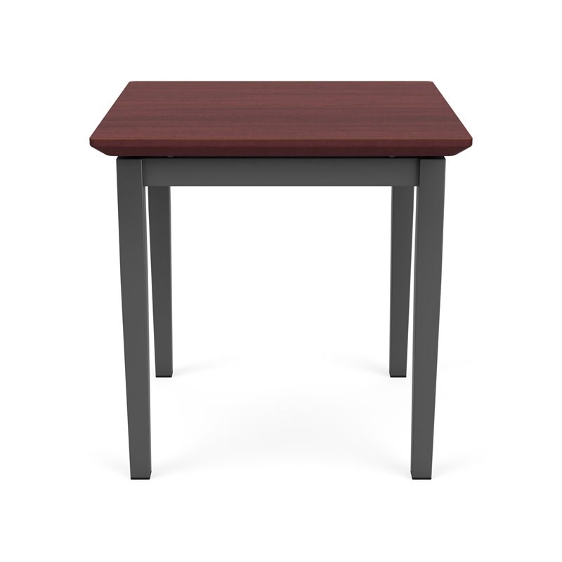 Lenox Steel Reception Waiting Room End Table / Charcoal Steel / Mahogany